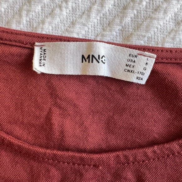 Mango - Ruffled Drop Waist - Rust Red / Maroon Dress - Picture 4 of 10